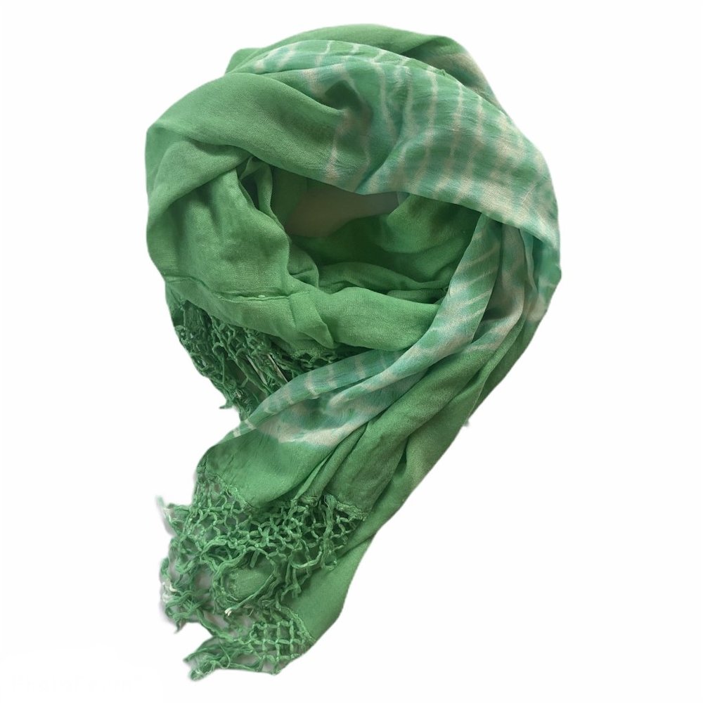 Gypsy 05 Mint Green Tie Dye Fringed Edge Scarf
